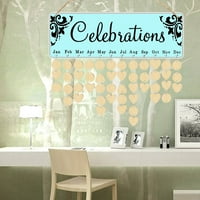 Drveni zid viseći DIY kalendar Rođendan Podsjetnik na plake Privjesak Početna Dekor