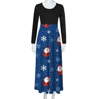 Slaba ušteda, žensko božićno drvce za printu za printu okrugli vrat haljina na plaži, casual maxi senderss