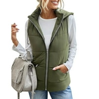 Ženska lagana zip up na kapuljač sa kapuljačom modna jakna beskrajna bez rukava sa džepovima