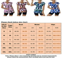 Glookwis Ladies Tankini setovi kratkih rukava Atletski kupaći kostimi cvjetni print surfanje dva kupa