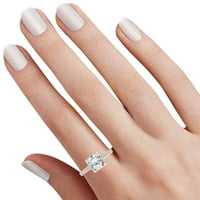 Jastuk i okrugli bijeli natiralni dijamantski prsten za uključivanje na 14K pućim ružama zlatna prstena
