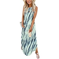 Haljine za žene Elegantna cvjetna labava sandress dugačak Crisscross Split plaža s džepovima Maxi haljina
