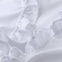 Bijele košulje za žensku ljetni rufffle s kratkim rukavima s kratkim rukavima, pune rublje, ležerna