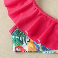 Djevojčica za bebe Dva kupaći kostim ostavlja cvijet od tiskanog odmora ruffles bikini kupaći kostim,