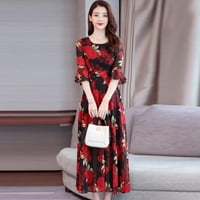 Summer Vestidos pola rukava O-izrez Velika cvjetna duga haljina za ženske elegantne boemske ženske haljine