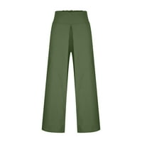 Ženska Boho Split visoke struke široke labave pantalone za noge Culottes 3-vojska zelena xx-velika