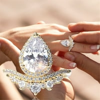Xinqinghao Angagement okrugli rez Zirkoni Žene Vjenčani prstenovi Nakit za žene Full Diamond Dame Ring