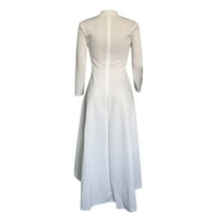 Labakihah haljine za žene Žene - ruffle visoko niske vrhove za dugih rukava Bodycon haljina haljina bijela l
