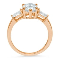 2.3ct kruška izrežava čist Moissine 14K ruža Gold Gold Anniverment Kamena prstena veličine 8.5