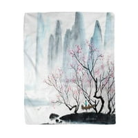 Drevni Kina plava vrba pokrivač plava Chinoiserie Toile bake za bacanje toplim prekrivačem od mikrovlakana