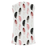 Ženska ljetna casual bluza bez rukava Crewneck vrhovi cvjetni ispisani prsluk za majicu za žene bijele boje