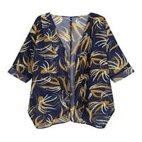 Woobling ženske majice cvjetni print šifon vrhovi retro tunika bluza dame boho praznični tee mornarice