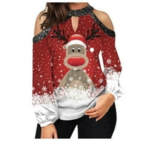 Ženska Božićna klasična dukserica s dugim rukavima zimski modni džemper s dugim rukavima