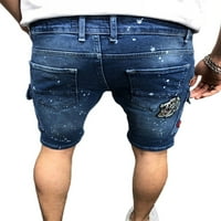 Muški ispisani traper teretni kratke hlače Ljeto Ležerne prilike na pola traperica džepove Dno