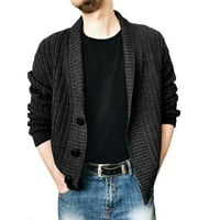 Lanner Muška odjeća od pune boje rever s dugim rukavima s jednim rukavima džemper kaput jesen i zimski