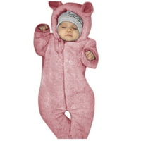 Zimski kombinezon za bebe Boy Solid HOODER Warm kaput Otiska vruća ružičasta 80