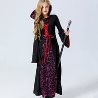 Halloween ponude 4- godine Halloween Royal kostim za djevojke Velvet Flare rukava čipka nepravilna hem dugačka haljina karneval gotički kraljica srednjovjekovna rokoso