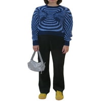 GENUISKIDS Ženska boja Blok džemper Moda Wild Patchwork uzorak Ispis dugih rukava Pletenje pulover jesen