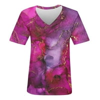 Plus veličine za žene Ženske grafike kratkih rukava s kratkim rukavima V-izrez Dame bluze Ljetne košulje
