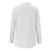 Modna žena kauzal rounk izrez bluza za zatvaranje dugih rukava majica jesen džep na vrhu casual kardigan