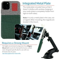 Dockex iPhone Pro luxe novčanik futrola; Ugrađena metalna ploča, utora za držač kartica, zelena siva
