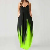 Ženske haljine Ljeto bez rukava O-izrez O-izrez Plus veličina pulover Long Ležerne haljina zelena XL