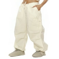 Gueuusu ženske male struke baggy teretne hlače indie estetski crtač labavi džep jogger pantalone hipi