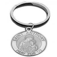 Saint Anthony Religiozni gravuravši za ključeve - okrugli - srebro u sterlingu