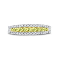 14k bijelo zlato okruglo žuti dijamantni band prsten cttw