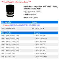 Filter za ulje - kompatibilan sa - 1999, Chevy Astro 1998