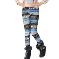 LoveBay zimske tople djevojke pamćenja runo obložene debelim tiskanjem rastezljivih dječjih hlača Siva 11- godina