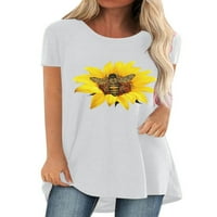 Žene plus veličine vrhovi majice Majice Print Crew vrat kratkih rukava Tunika Ljetna bluza Tee