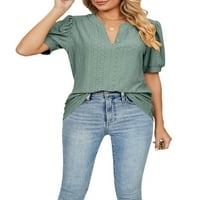 Hirigin ženska bluza s kratkim rukavima Summer V izrez košulja casual majice labavi fit tunika TOP Streetwear