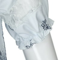 Modna ženska majica kratkih rukava s kratkim rukavima Ljeto tiskovina čipke šuplje zavoj blube casual