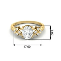 10k ružičarski zlatni ovalni oblik bisernog ženskog angažovanog prstena