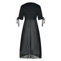 Tenjijske haljine za žene čišćenje Ženska vintage V izrez kratki rukav Solid bake velike veličine