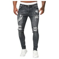Muškarci Jeans Solid Boja raširene rupe srušene gradijentne pantalone