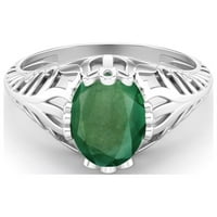 Sterling srebrni ovalni oblik smaragdno vintage stil pasijans za žene vjenčani prsten