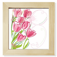Ručno oslikani tulip cvjetni ilustracijski kvadratni okvir okvira zidna tablica