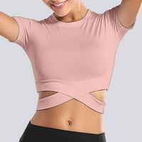 Daznico Womens Vrhovi Žene Žene Vrhove Tummy okrugli vrat Slicna majica za kratku rukavu za jogu ljetne