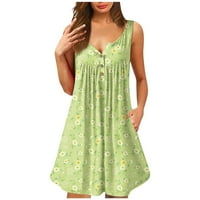 Ženska haljina za ženske haljine Ljetna naborana mini haljina slatka bez rukava TOČNA PLAŽA TUNIC TUNIC