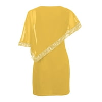 Ženske haljine rukavjski mini kratak casual skroz za otiske ručne dekolte, ljetna haljina žuta 3xl