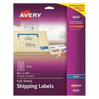 1PK Avery® Očistite naljepnice za dostavu punog listova za inkjet štampače 8665, 8-1 2 11