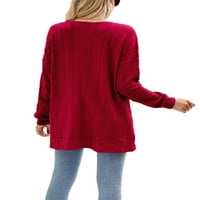 Paille Žene Solidne boje srednje duljine odjeća pletiva zima topli džemperi Otvoreni prednji kardigan džemper Cardigans Claret XL