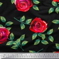 Soimoi crna mahovina Georgette tkanina odlazi i ruža cvjetna tiskana tkanina od dvorišta široka