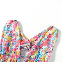 MUBINEO Žene Ljeto Ležerne mini haljine Cvjetni print Deep V-izrez bez rukava bez rukava bez rukava