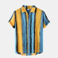 Polo majice za muškarce muške ležerne kontrastne boje pruga kratkih rukava košulja sa nagibom