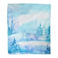 Bacajte pokrivač toplo ugodno print flanel plavi akvarel zimski pejzažni ručni ručni nacrtani akvareli