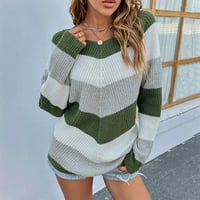PBNBP Fall džemperi za žene CDolor Block pletena Crewneck Dugi rukav pulover Bluze Labavi ugradnja Jumper