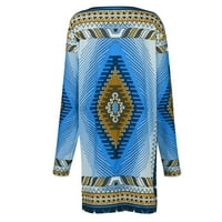 HHEI_K ženske bluze Ženski kardigan etnički stil Geometrijski print dugih rukava Ležerne prilike na
